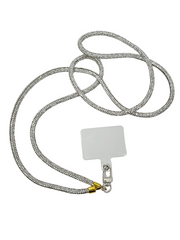 Arendelle Handmade Silver Rhinestone Crystal Rope Mobile Lanyard Necklace with Universal Holder | Sparkle Neck Accessory for Smartphones