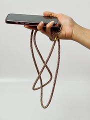 Arendelle Handmade Rose Gold Rhinestone Crystal Rope Mobile Lanyard Necklace with Universal Holder | Elegant Neck Accessory for Smartphones