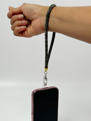 Arendelle Black Rhinestone Phone Wristlet with Universal Holder | Glam Wrist Strap Accessory