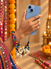 Navratri Ghungroo & Kodi Shell Phone Wristlet – Festive Garba Wrist Strap