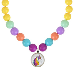 Colourful Beads Necklace with Unicorn Charm