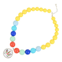 Colorful unicorn necklace for girls featuring pastel beads and a unicorn charm, perfect for ages 3 to 12 in jewelry sets category.