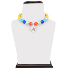 Unicorn necklace pastel beads shown on a display stand, highlighting vibrant colors and charm for kids' magical fashion and gifting.