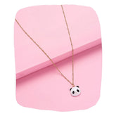 Panda Pendant Necklace - Fun Charm for Kids with cute panda face charm on gold chain, displayed on pink background. Adjustable and durable design.