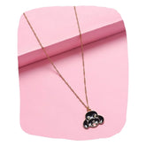 Cartoon Doggy Necklace with black enamel dog pendant on gold chain, perfect lightweight jewelry for kids aged 3 to 7.