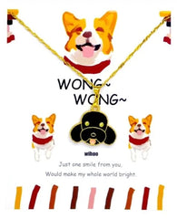 Cartoon Doggy Necklace displayed on colorful card with dog illustrations, ideal animal-themed gift for playful kids.