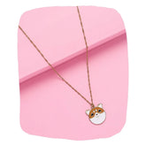 Cartoon Puppy Pendant Necklace - Kids Jewelry | Playful & Durable. Features a cute enamel puppy charm on a gold-tone chain, perfect for young girls.