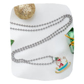 Santa Sleigh Necklace Kids - Christmas Jewelry with festive Santa sleigh charm on silver ball chain, ideal holiday gift for girls ages 3 to 12.