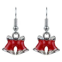 Close-up of red bell earrings from the Christmas Tree & Red Bell Earrings Set, festive holiday jewelry for girls aged 3 to 13+.