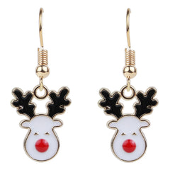 Christmas Jewelry Sets - Girls Holiday Pendant reindeer earrings with red noses and black antlers, designed for holiday charm and safe for sensitive ears.