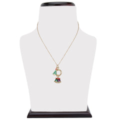 Christmas Tree & Bell Pendant Necklace displayed on a jewelry stand, part of a festive jewelry set for girls perfect for holiday celebrations.
