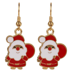 Close-up of Santa Claus-themed earrings from the Christmas Set - Jewelry for Girls. Cute festive design perfect for holiday outfits.