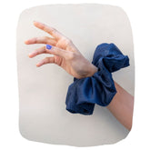 Navy Blue Organza Hair Scrunchies for Stylish, Elegant Looks