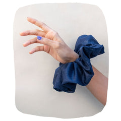 Navy Blue Organza Hair Scrunchies for Stylish, Elegant Looks