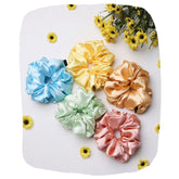 Silk Satin Scrunchies Pack: 5 Pastel Oversized for Hair Care