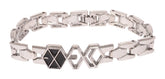 Silver bracelet with black enamel accents