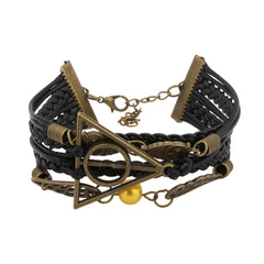 Harry Potter Inspired Black Deathly Hallow & Snitch Multi-strand Bracelet