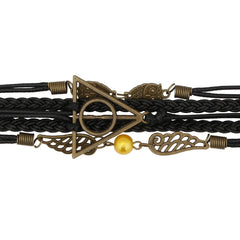 Harry Potter Inspired Black Deathly Hallow & Snitch Multi-strand Bracelet