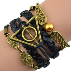 Harry Potter Inspired Black Deathly Hallow & Snitch Multi-strand Bracelet