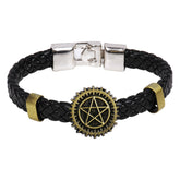 Japanese Anime Inspired Black Mens Leather Bracelet