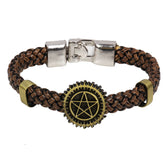 Japanese Anime Inspired Brown Mens Leather Bracelet