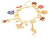 Japanese Anime Sailor Moon Inspired Gold Multiple Charm Bracelet
