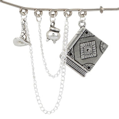 Harry Potter charm silver brooch with book and charms