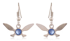 Silver Triforce earrings with blue gemstone from The Legend of Zelda for fans
