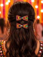 Rangtaari Bow Clip Set – Ethnic Navratri Hair Accessories