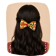 Kesariyo Big Bow – Festive Navratri Hair Accessory for Girls