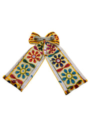Kesariyo Pigtail Bow – Playful Navratri Hair Accessory for Girls