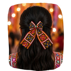 Chogada Pigtail Bow – Colorful Navratri Hair Accessory for Girls