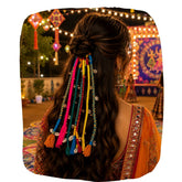 Navratri Hair Tassel Cords - Shades of Blue