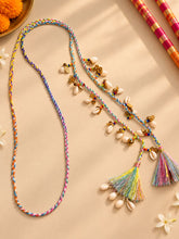 Navratri Pastel Braided Hair Cord – Handcrafted Tie-In Parandi with Kodi Shells & Tassels