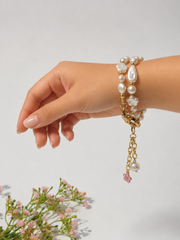 Lumba, Reimagined — Champagne Petal | 4-in-1 Baroque Pearl Lumba Rakhi