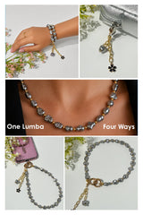 Lumba, Reimagined — Smoke & Gold | 4-in-1 Baroque Pearl Lumba Rakhi