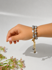 Lumba, Reimagined — Smoke & Gold | 4-in-1 Baroque Pearl Lumba Rakhi