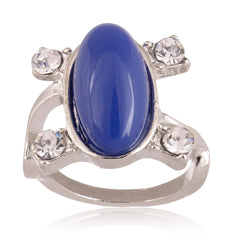 Blue stone ring with clear crystals, Vampire Diaries jewelry
