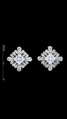 Timeless sparkle cubic zirconia stud earrings in silver, featuring a 1.1-inch intricate design ideal for jewelry lovers and gift sets.