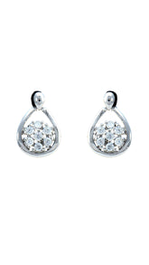 Genuine 925 sterling silver and rhinestone stud earrings with teardrop design on white background. Elegant jewelry set for everyday or formal wear.