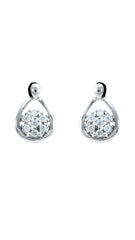 Genuine 925 sterling silver and rhinestone stud earrings with teardrop design on white background. Elegant jewelry set for everyday or formal wear.