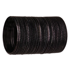 Detailed view of a single stack of black textured metal bangles from Arendelle, part of the 36-piece Traditional Metal Bangles Set.