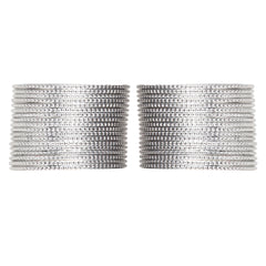 Close-up front view of the 36-piece Traditional Metal Bangles Set in silver, showcasing uniform design and polished finish.