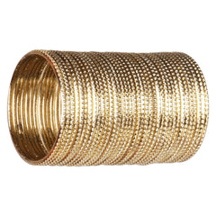 Detailed view of Gold Metal Bangles Set - Traditional Jewelry, highlighting textured finish and vibrant gold tone in Apparel & Accessories > Jewelry.