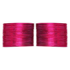 Close-up of Arendelle Pink Metal Bangles Set - Traditional Metal Bangles | 36 Pcs, highlighting the uniform texture and vibrant color.