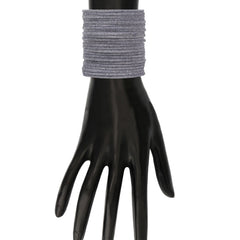Grey Velvet Bangles Set - Traditional Jewelry displayed on mannequin hand, showcasing elegant texture and snug fit.