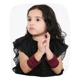 Young girl wearing Wine Velvet Bangles Set 48 Pcs, showcasing classic and festive jewelry for kids. Ideal for special occasions and celebrations.