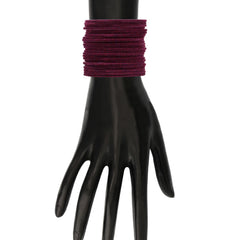 Velvet Bangles Set 48 Pcs in wine color shown on mannequin hand, highlighting elegant fit and luxurious finish for jewelry lovers.