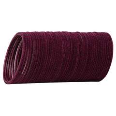 Stacked Wine Velvet Bangles Set 48 Pcs with smooth velvet and metal finish, perfect for classic and festive jewelry collections.