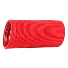 Close-up of Red Velvet Bangles Set showing detailed velvet texture and metal core, ideal for traditional and festive outfits.